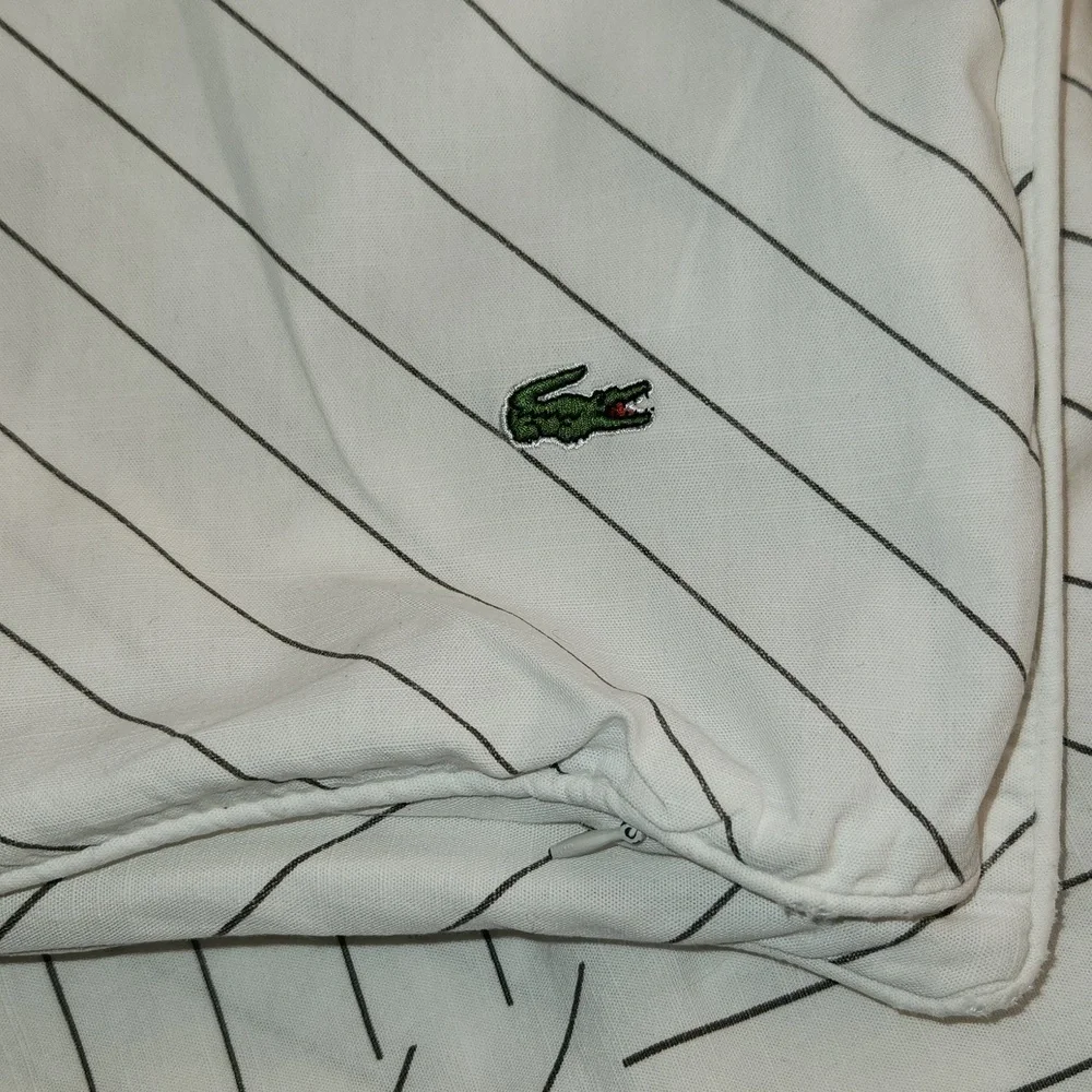 Lacoste Doubles Collection White Striped Cotton Duvet Set Sz Full